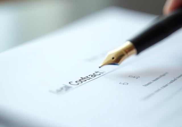 Close up of a signed legal contract